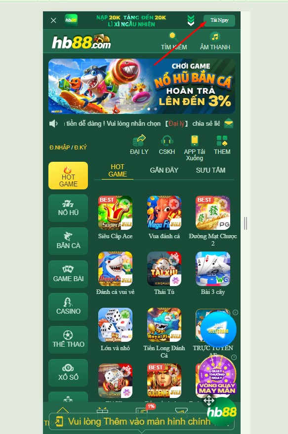 tải app hb88 và đăng ký tài khoản trên di động